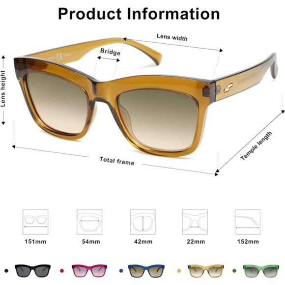 Classic Cat Eye Polarized Sunglasses for Women Retro Trendy Bold Rectangular